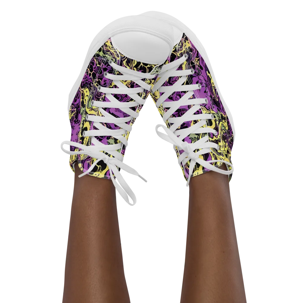 Violet Fossil on Women's High Top Canvas Shoes — Front