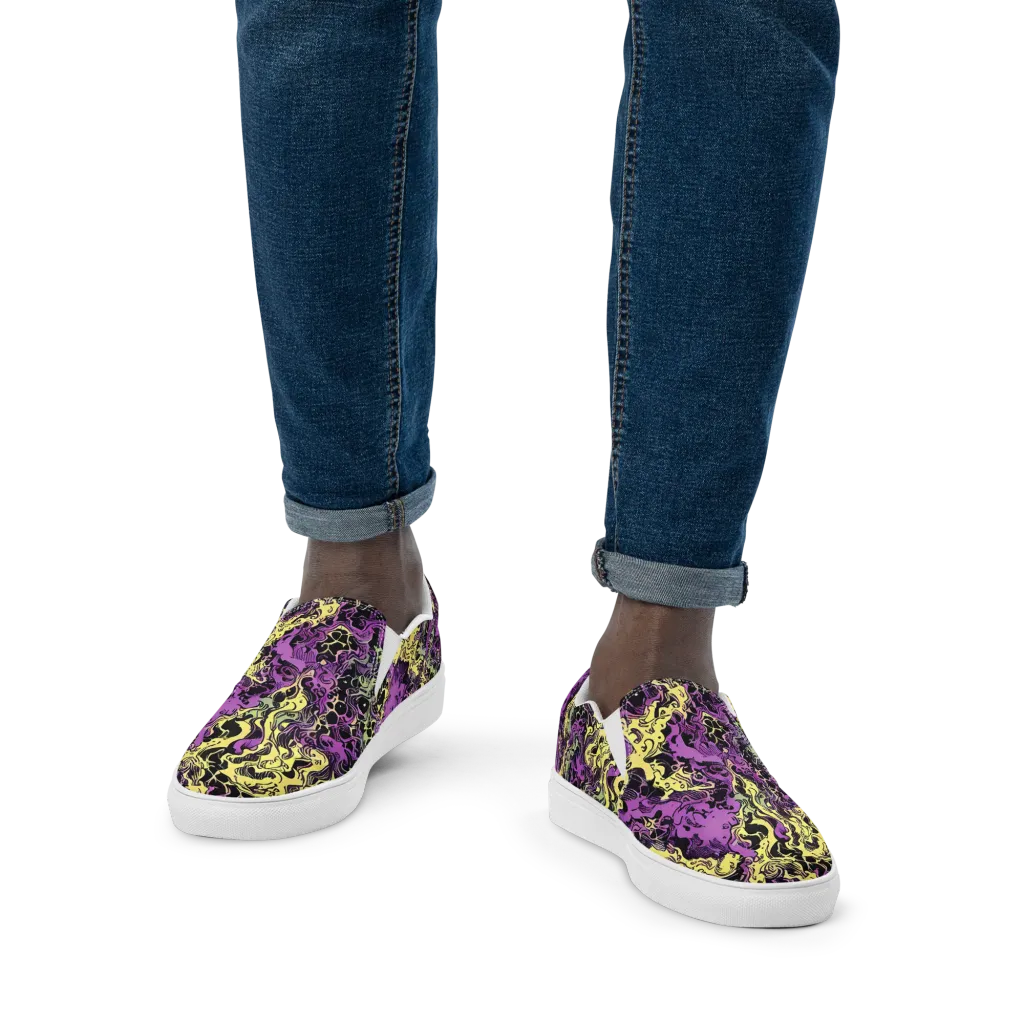 Violet Fossil on Men's Slip-On Canvas Shoes — Front