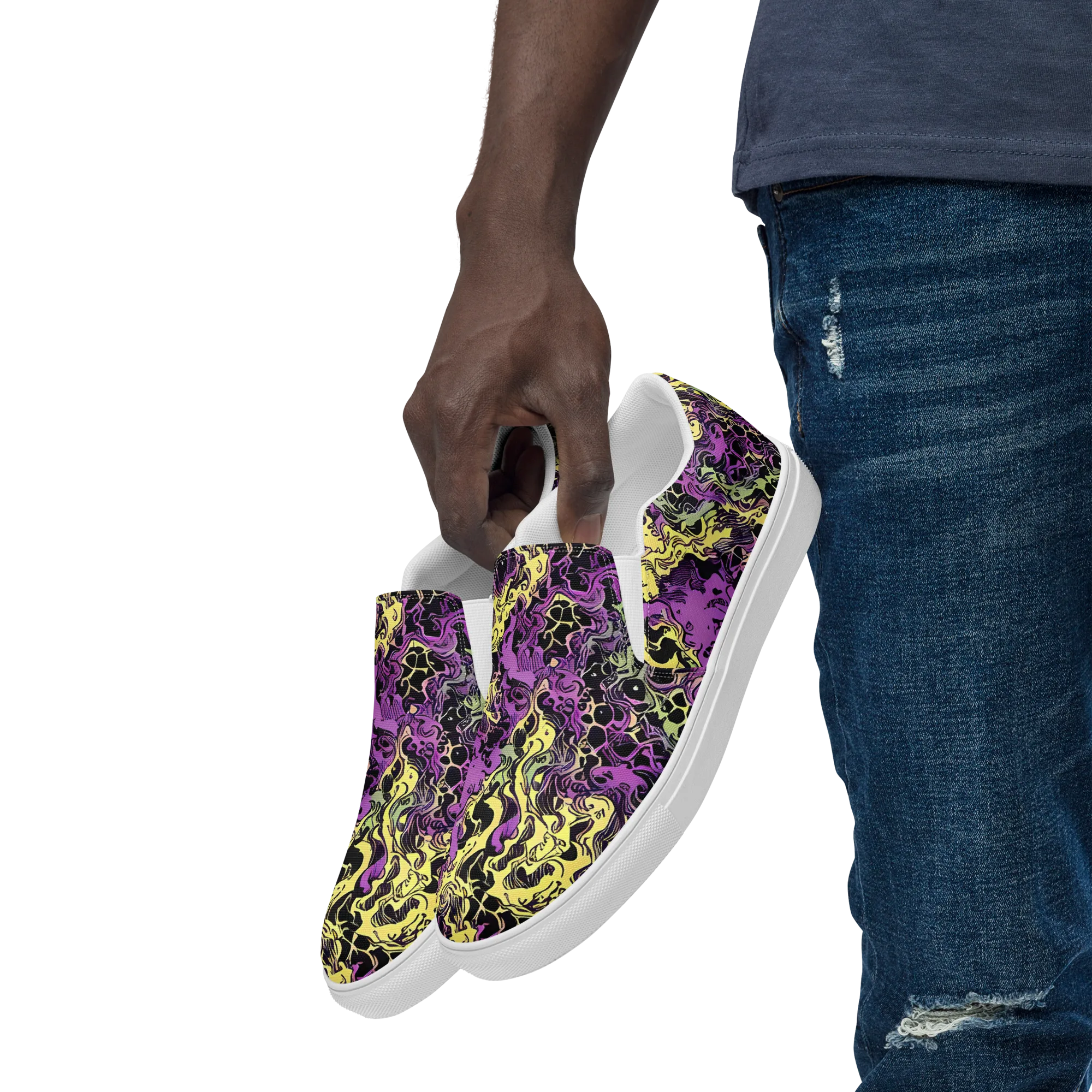 Violet Fossil on Men's Slip-On Canvas Shoes — Left Front