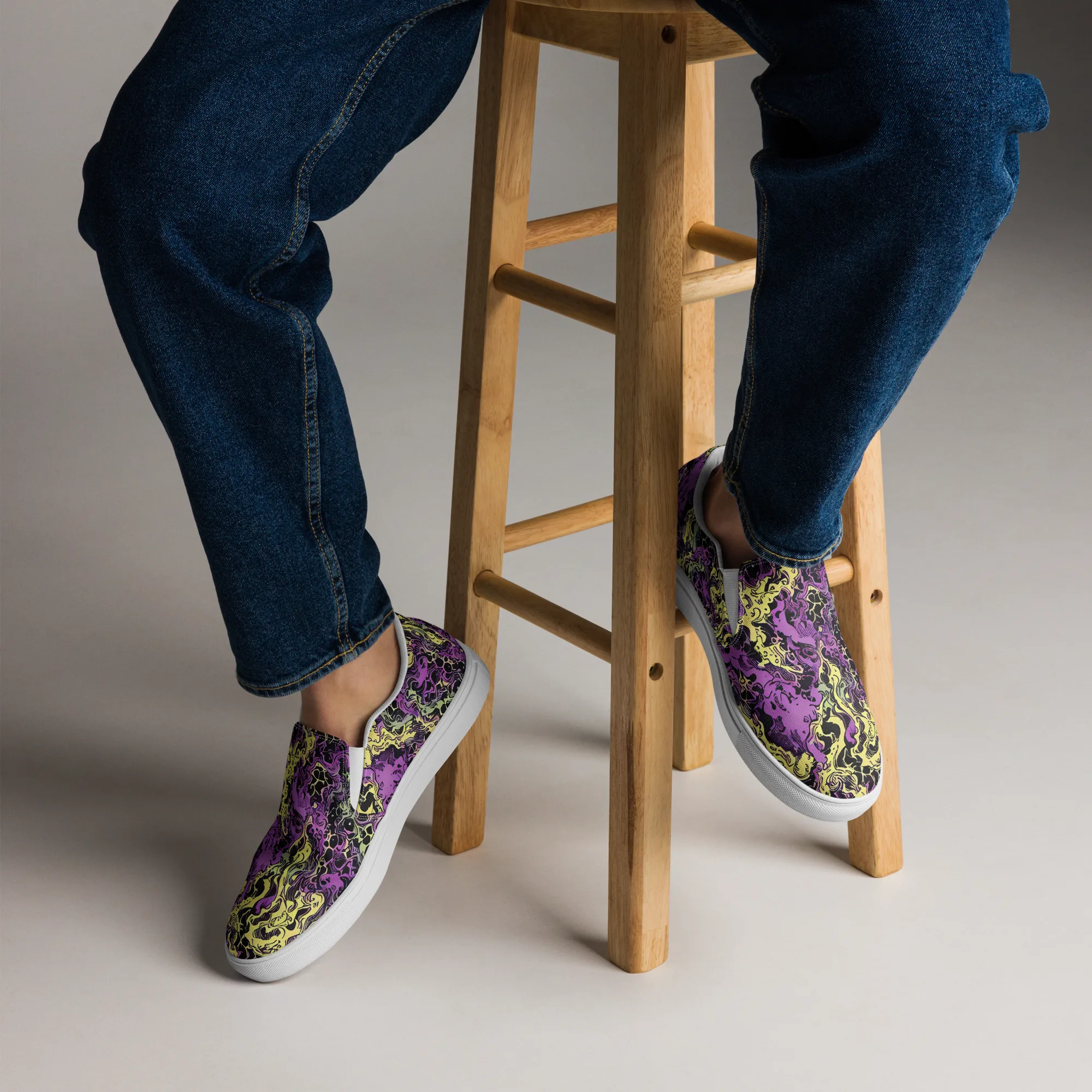 Violet Fossil on Men's Slip-On Canvas Shoes — Front