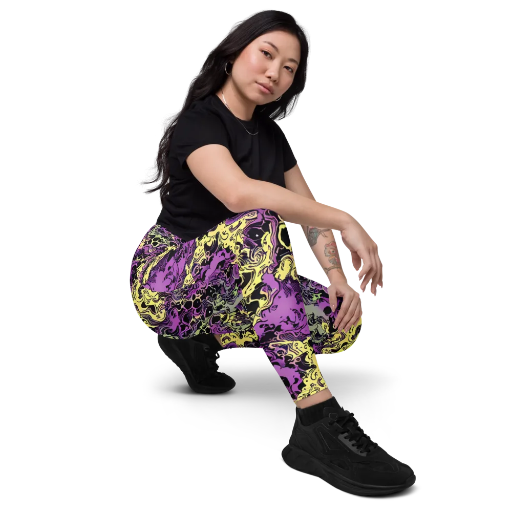 Violet Fossil on Leggings with Pockets — Right Front