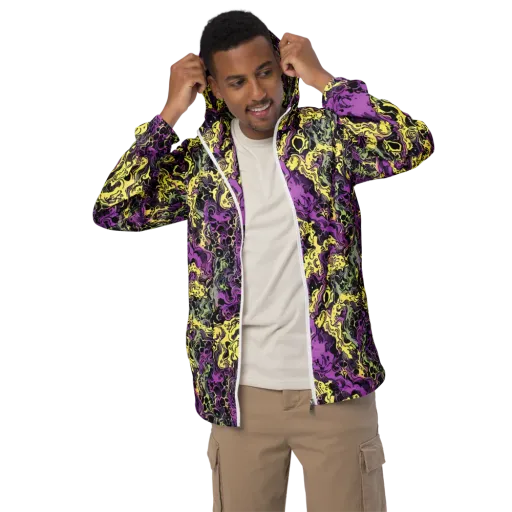 Violet Fossil on a Men's Windbreaker
