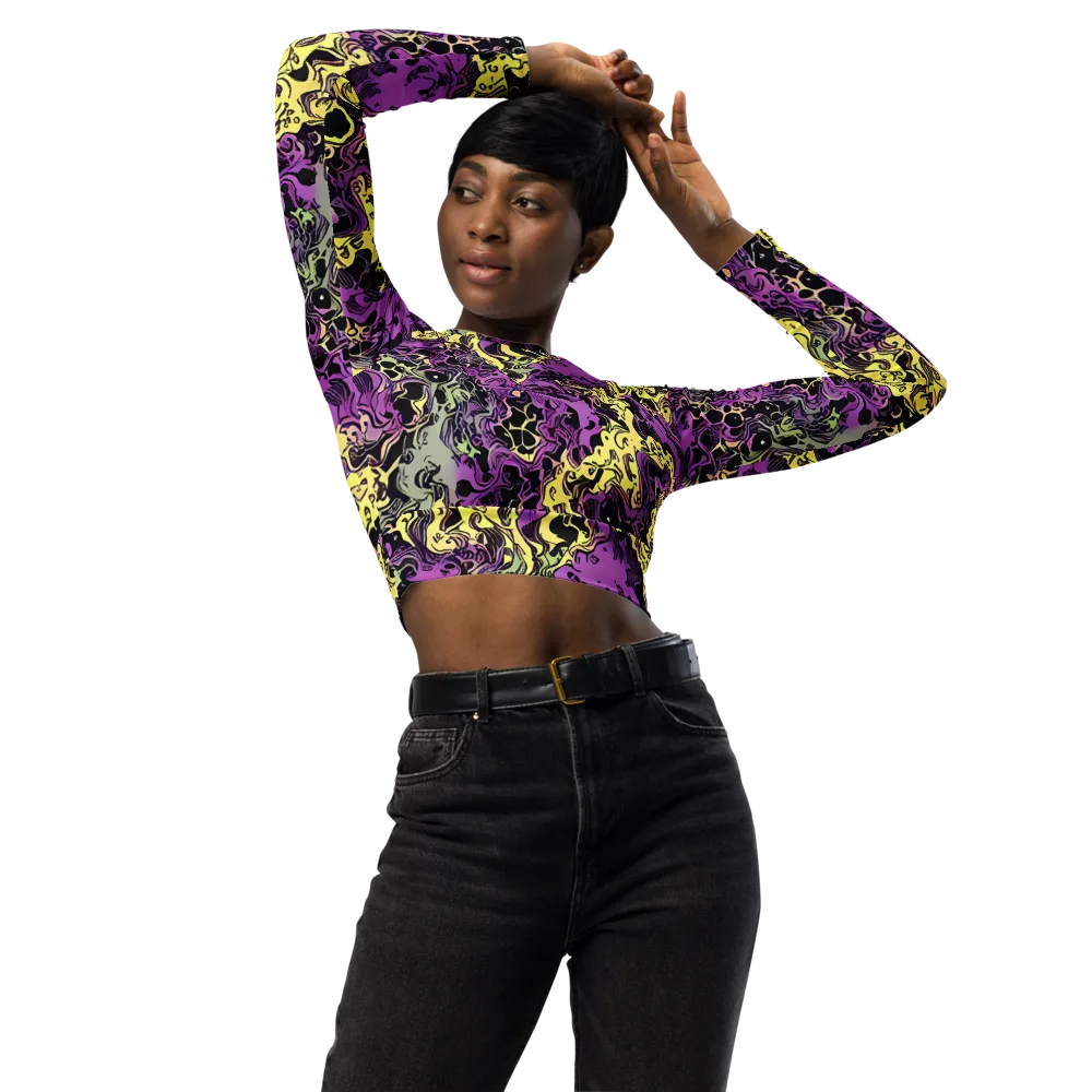 Violet Fossil on Long Sleeve Crop Top — Front
