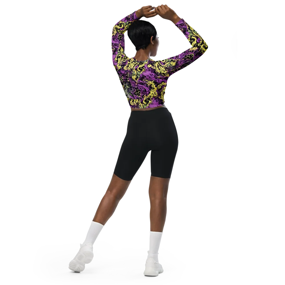 Violet Fossil on Long Sleeve Crop Top — Back