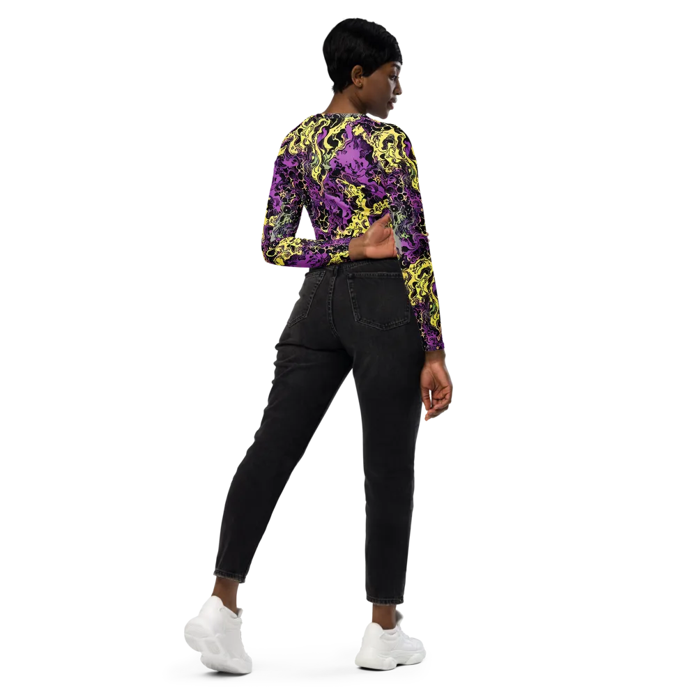 Violet Fossil on Long Sleeve Crop Top — Right Back