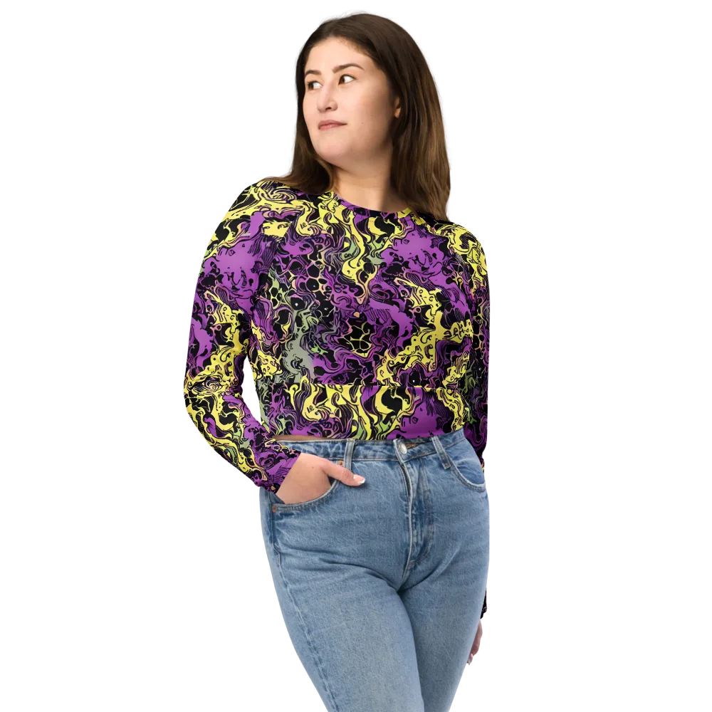 Violet Fossil on Long Sleeve Crop Top — Front