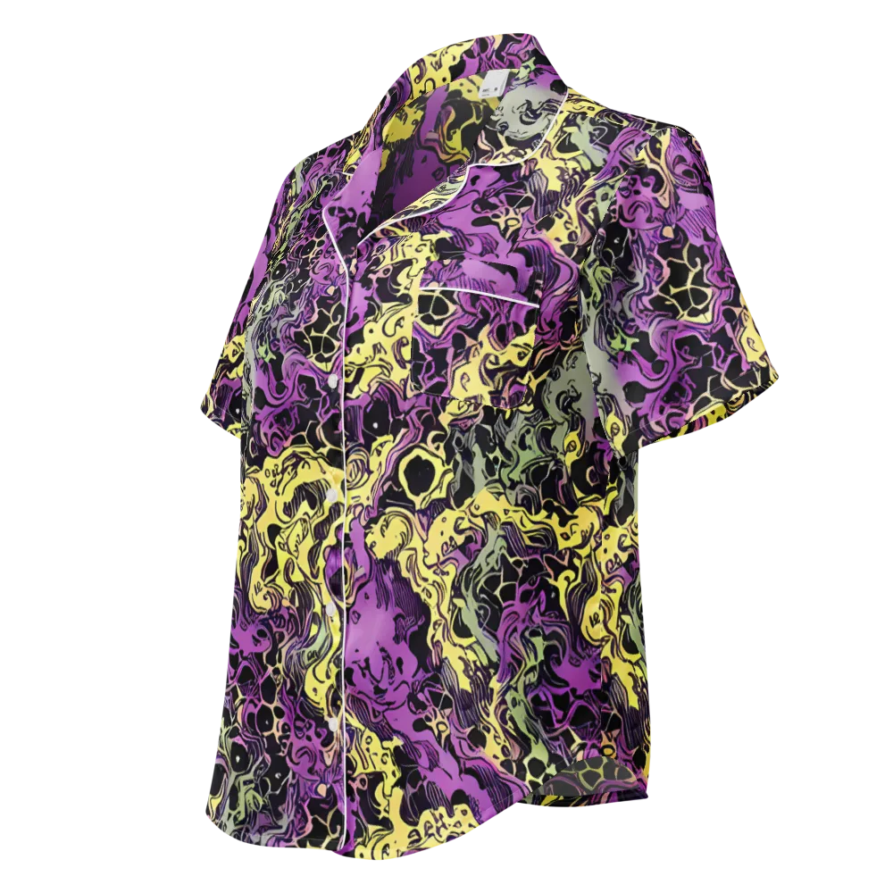 Violet Fossil on Women's Short Sleeve Pajama Top — Left Front