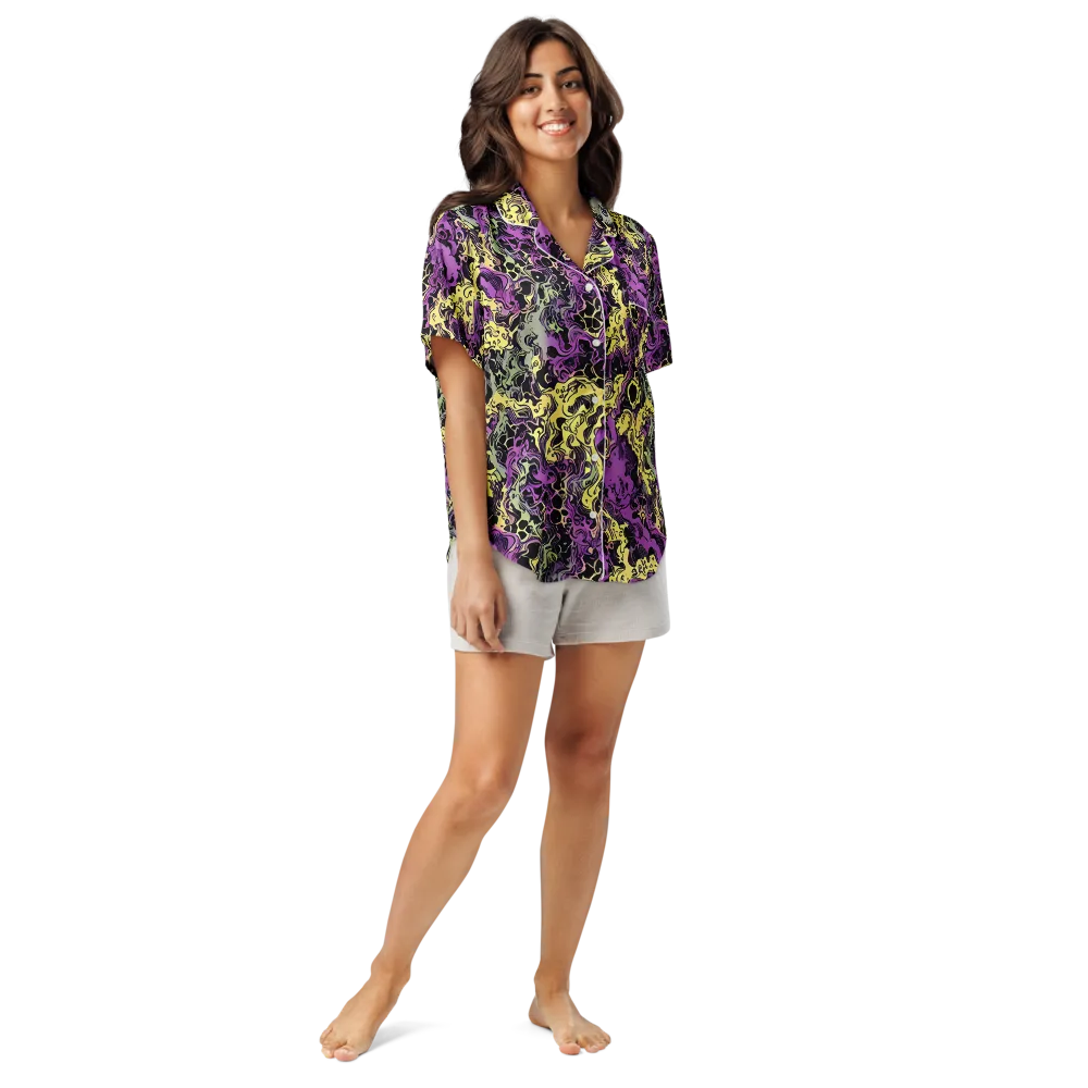 Violet Fossil on Women's Short Sleeve Pajama Top — Front