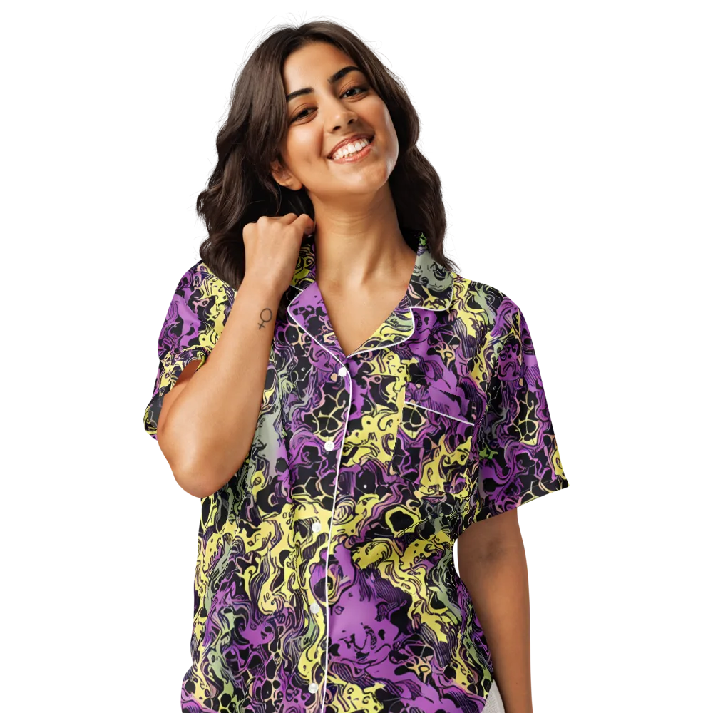 Violet Fossil on Women's Short Sleeve Pajama Top — Front