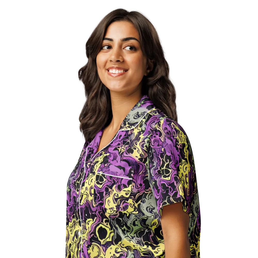 Violet Fossil on Women's Short Sleeve Pajama Top — Left Front