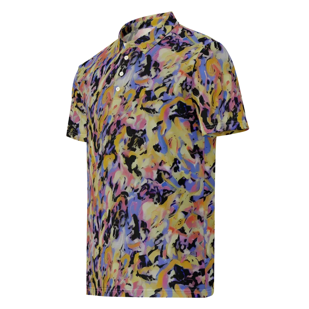 Electric Impression on Men's Slim Fit Polo Shirt — Left Front