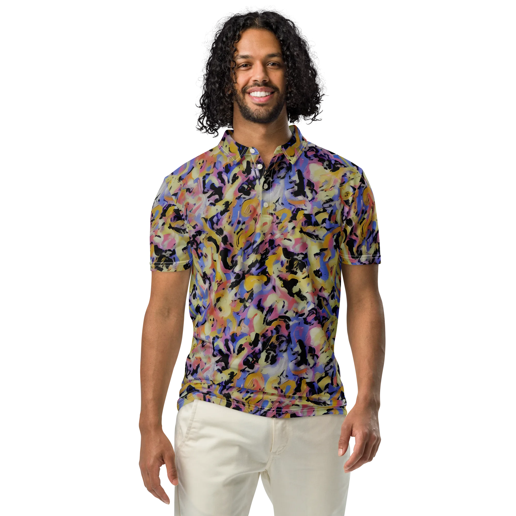 Electric Impression on Men's Slim Fit Polo Shirt — Front