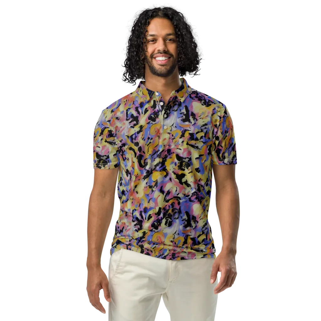 Electric Impression on Men's Slim Fit Polo Shirt — Front