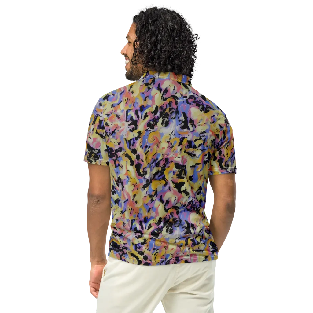 Electric Impression on Men's Slim Fit Polo Shirt — Back