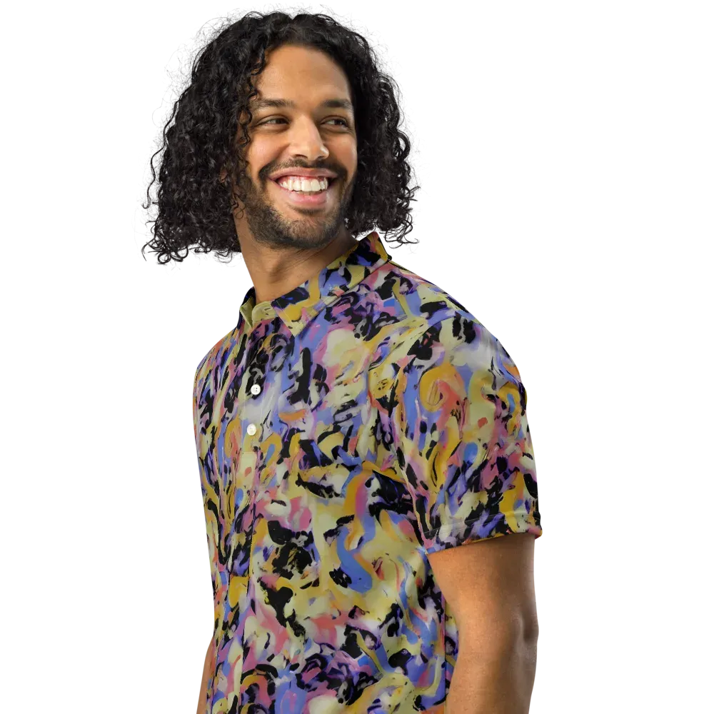 Electric Impression on Men's Slim Fit Polo Shirt — Left Front