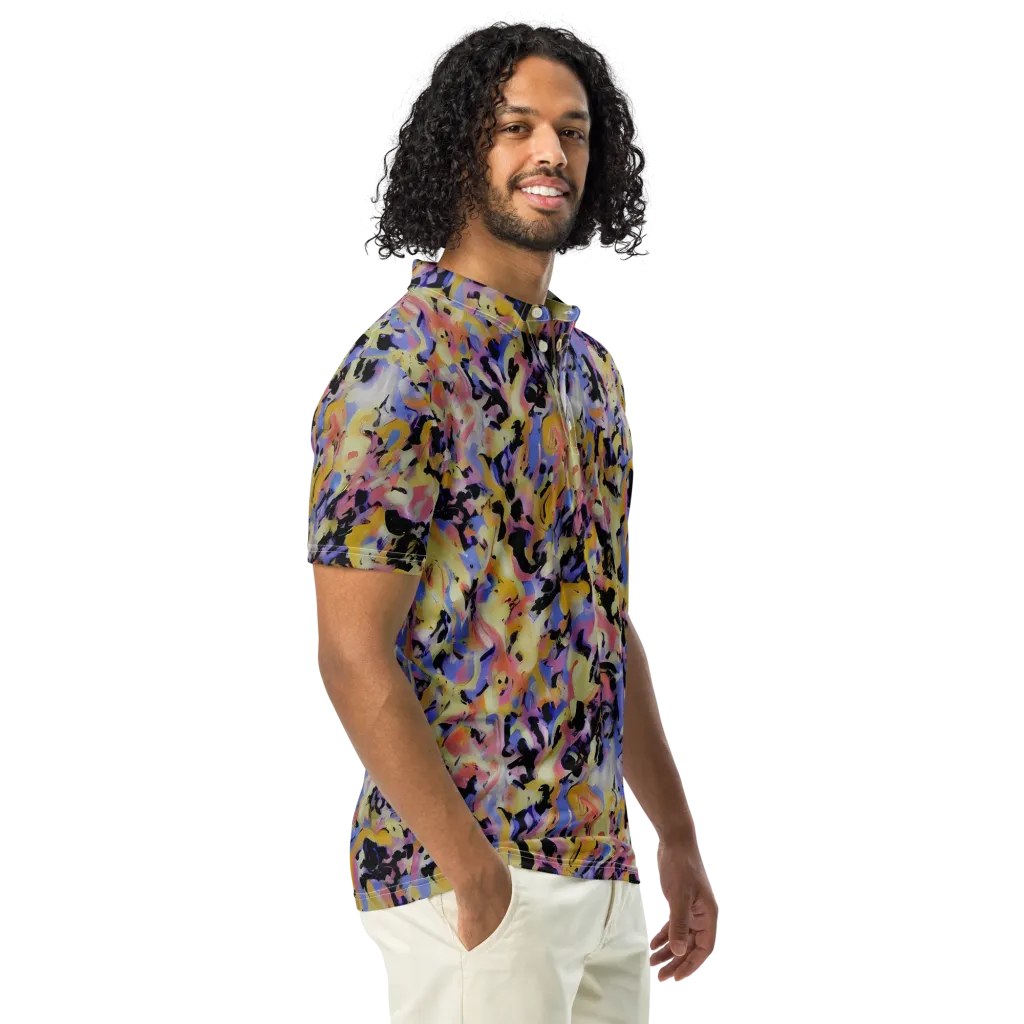 Electric Impression on Men's Slim Fit Polo Shirt — Right Front