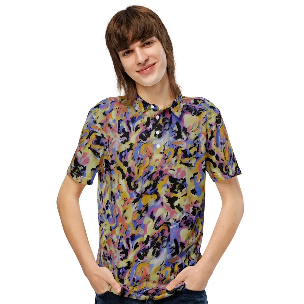 Electric Impression on Men's Slim Fit Polo Shirt — Front