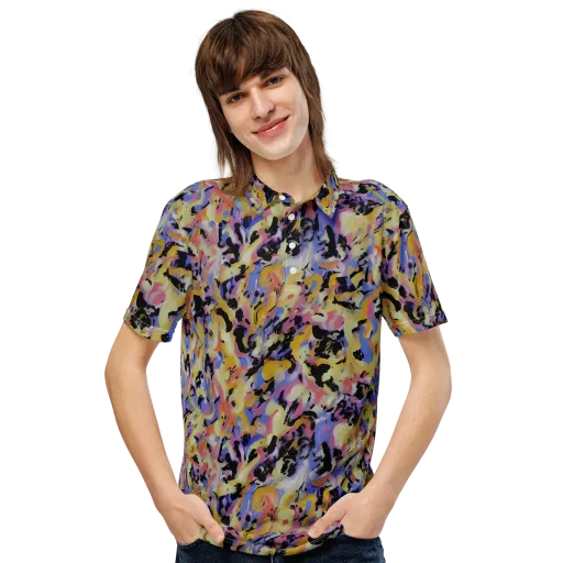 Electric Impression on a Men's Slim Fit Polo Shirt