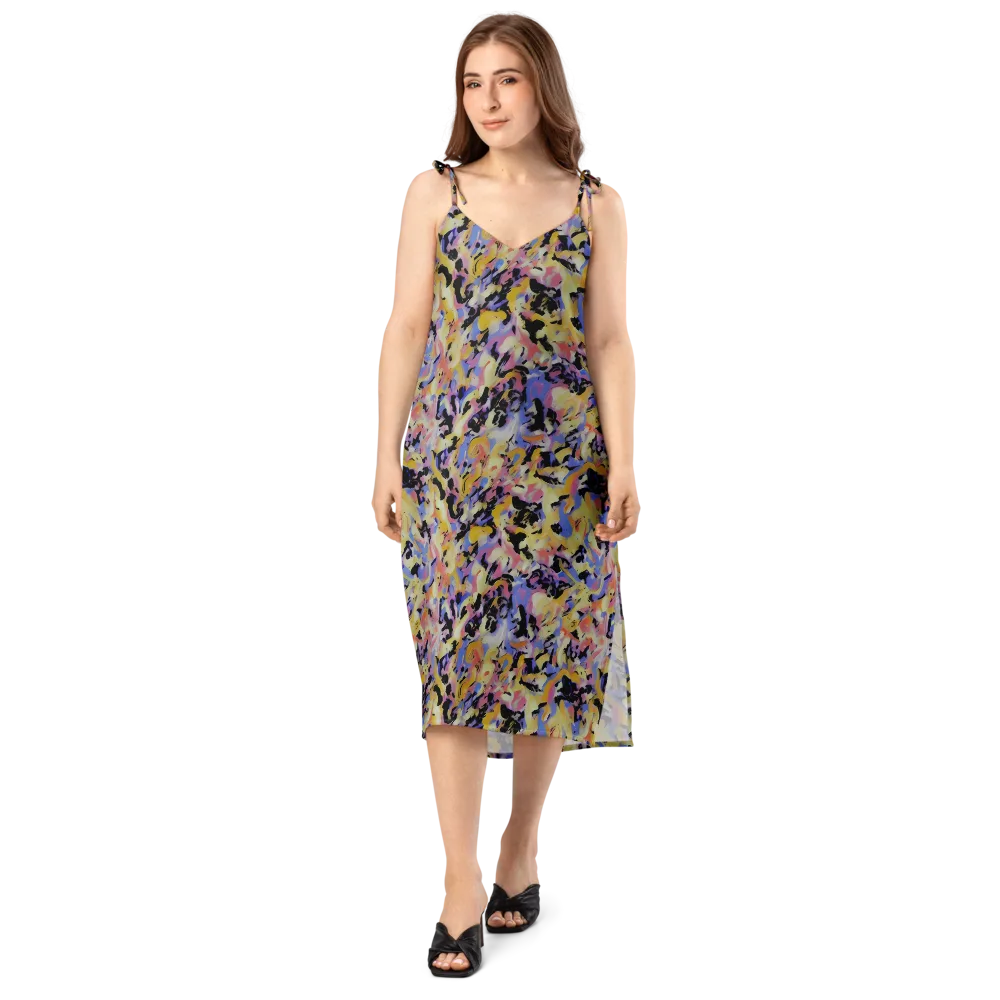 Electric Impression on Slip Dress — Front