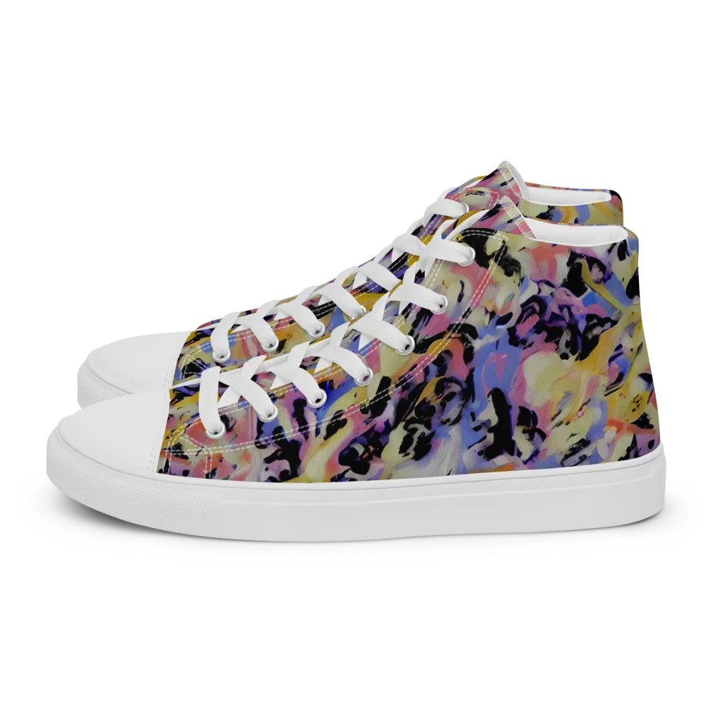 Electric Impression on Men's High Top Canvas Shoes — Left