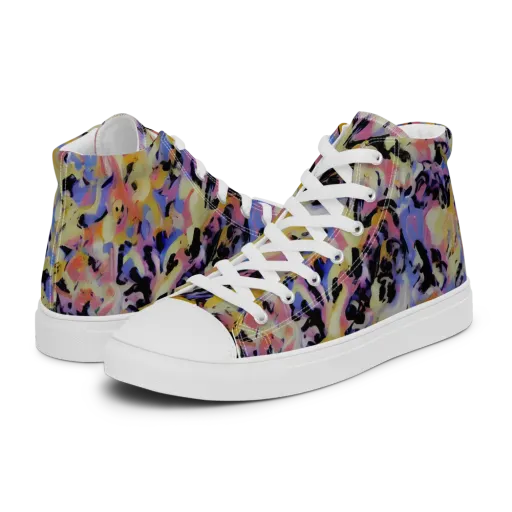 Electric Impression on a Men's High Top Canvas Shoes