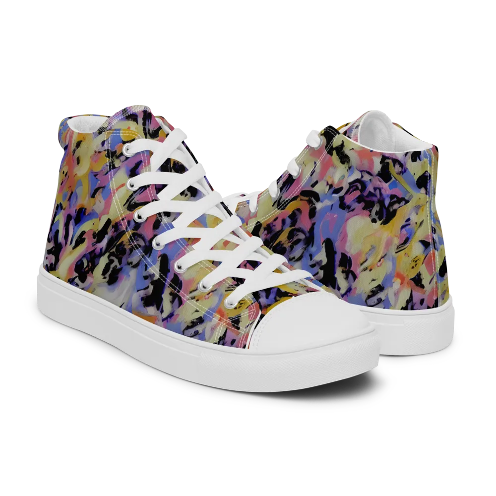 Electric Impression on Men's High Top Canvas Shoes — Right