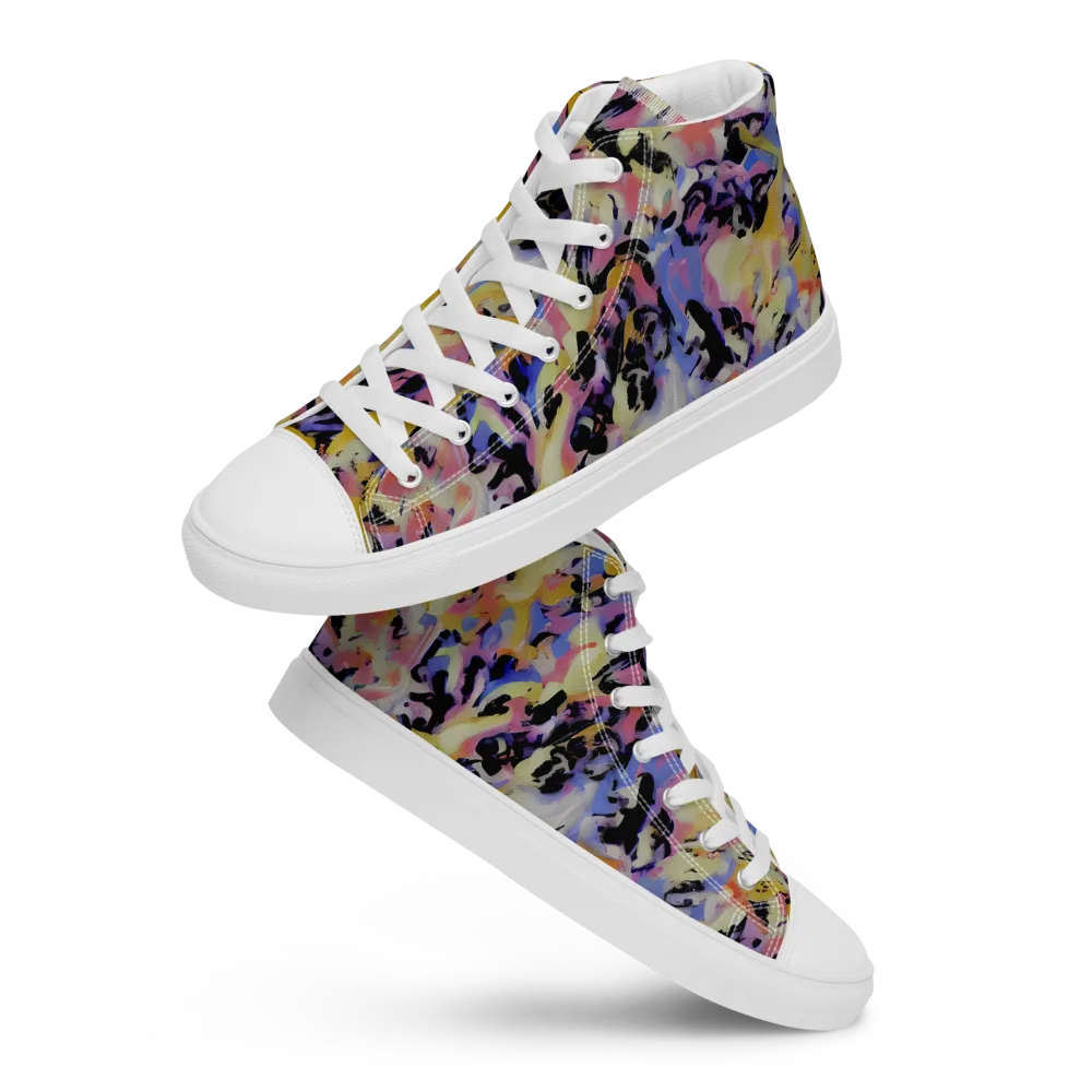 Electric Impression on Men's High Top Canvas Shoes — Front