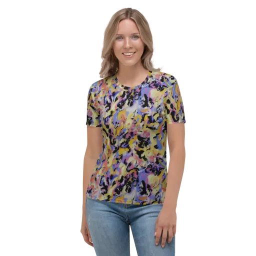 Electric Impression on a Women's Crew Neck T-Shirt