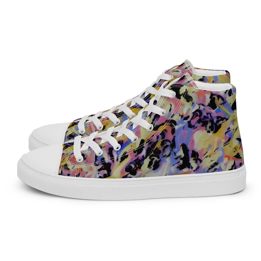 Electric Impression on Women's High Top Canvas Shoes — Left