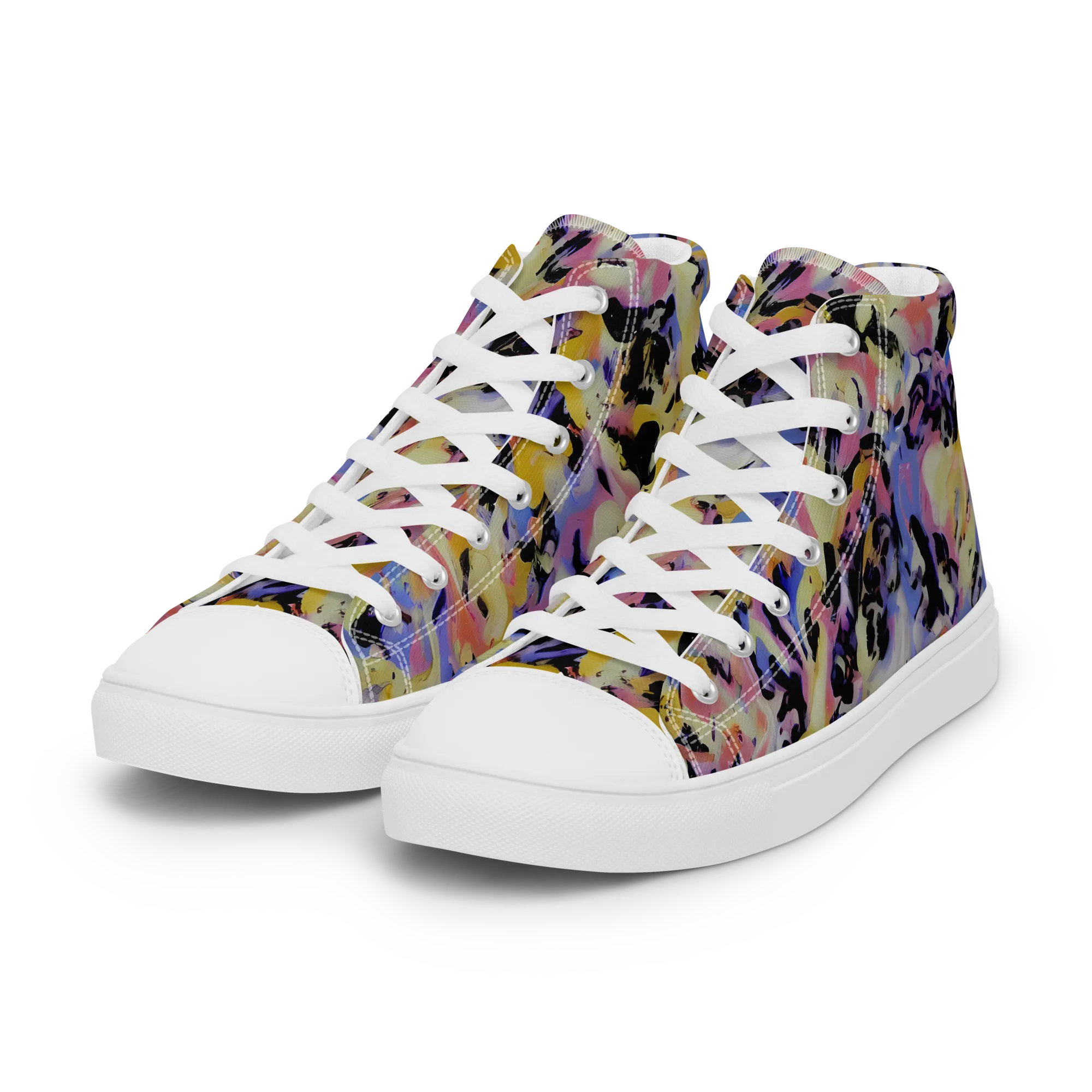 Electric Impression on Women's High Top Canvas Shoes — Left Front