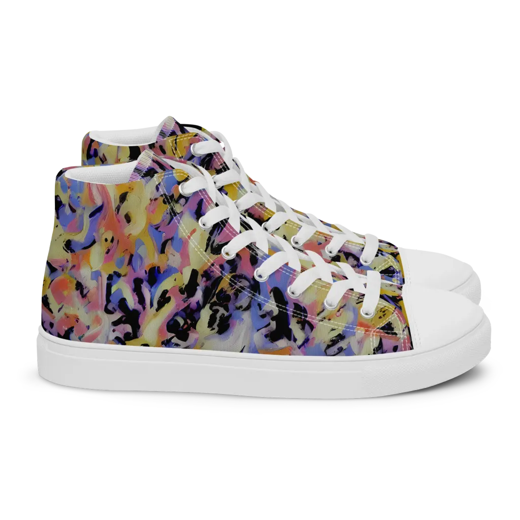 Electric Impression on Women's High Top Canvas Shoes — Right