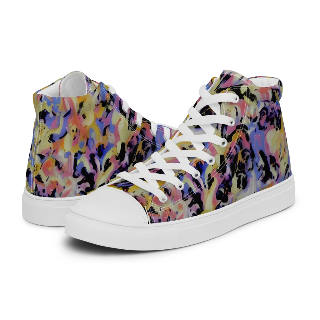 Electric Impression on Women's High Top Canvas Shoes — Left