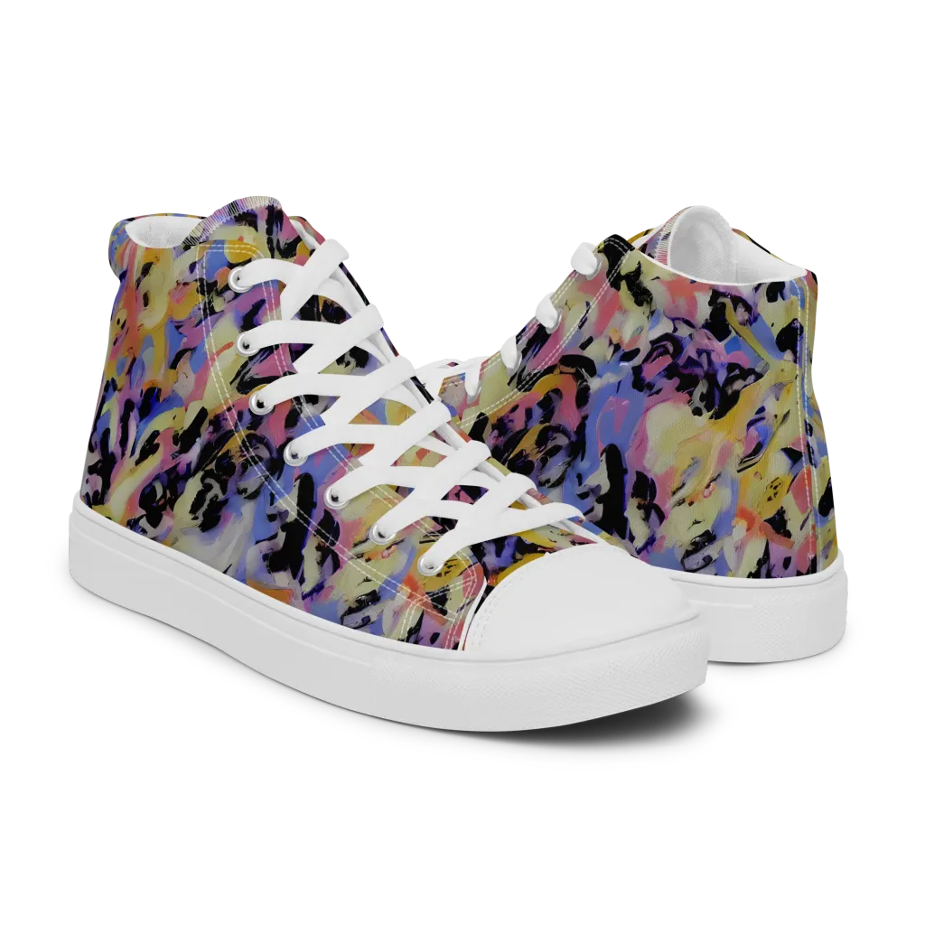 Electric Impression on Women's High Top Canvas Shoes — Right
