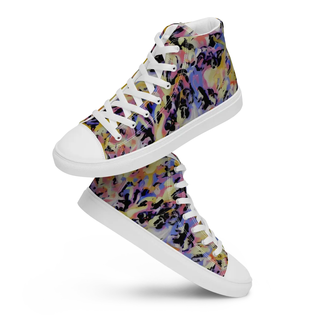Electric Impression on Women's High Top Canvas Shoes — Front
