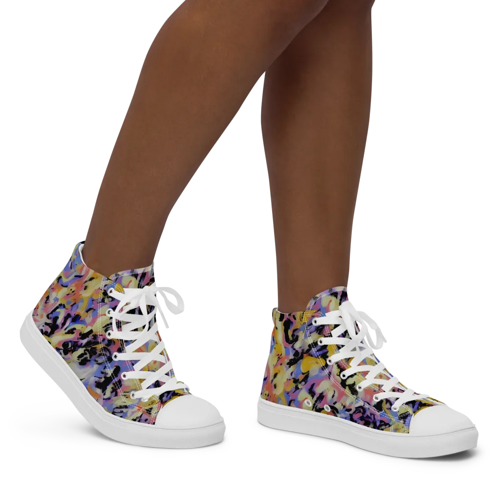 Electric Impression on Women's High Top Canvas Shoes — Right