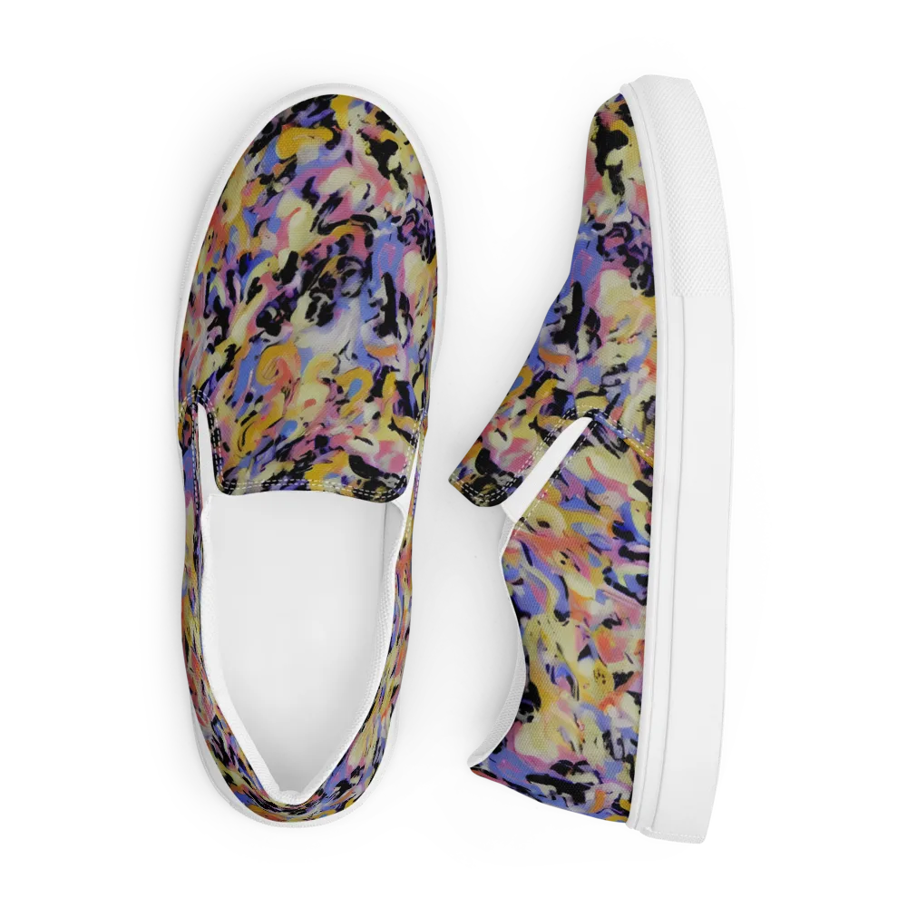 Electric Impression on Men's Slip-On Canvas Shoes — Front