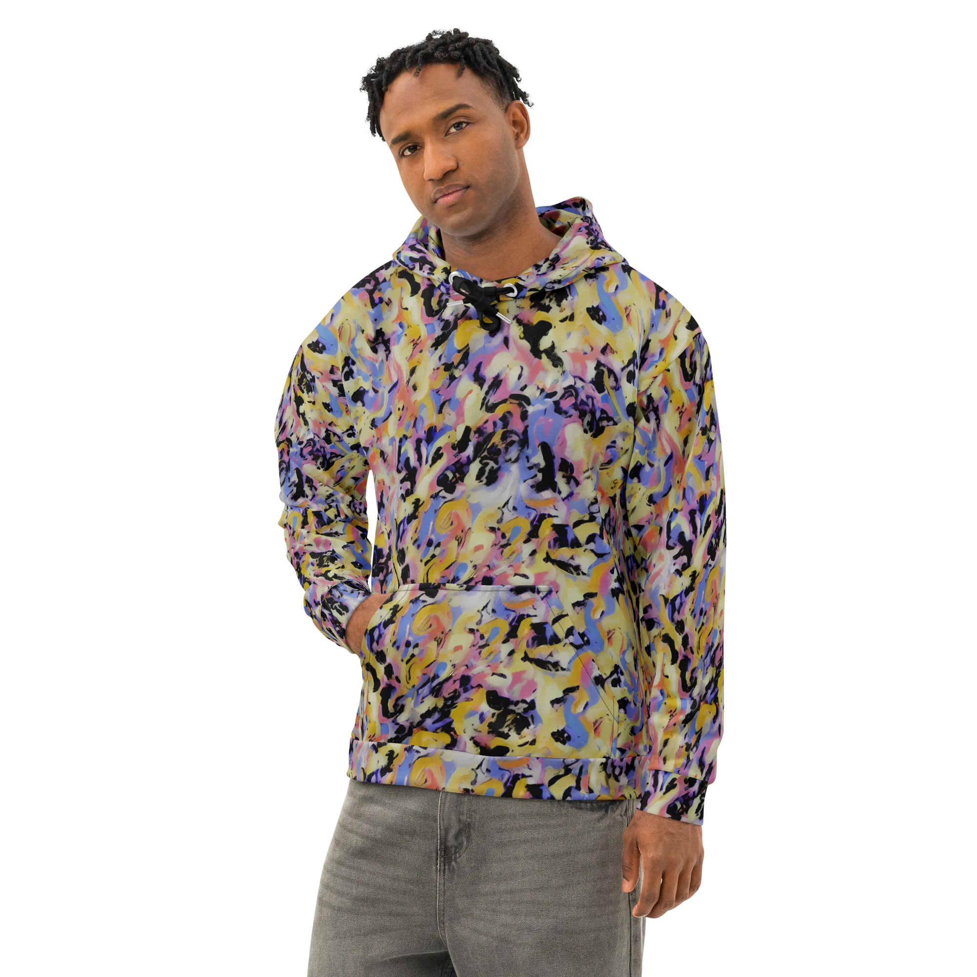 Electric Impression on Cotton Hoodie — Left Front