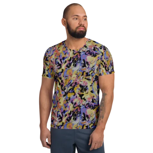 Electric Impression on a Men's Athletic T-Shirt