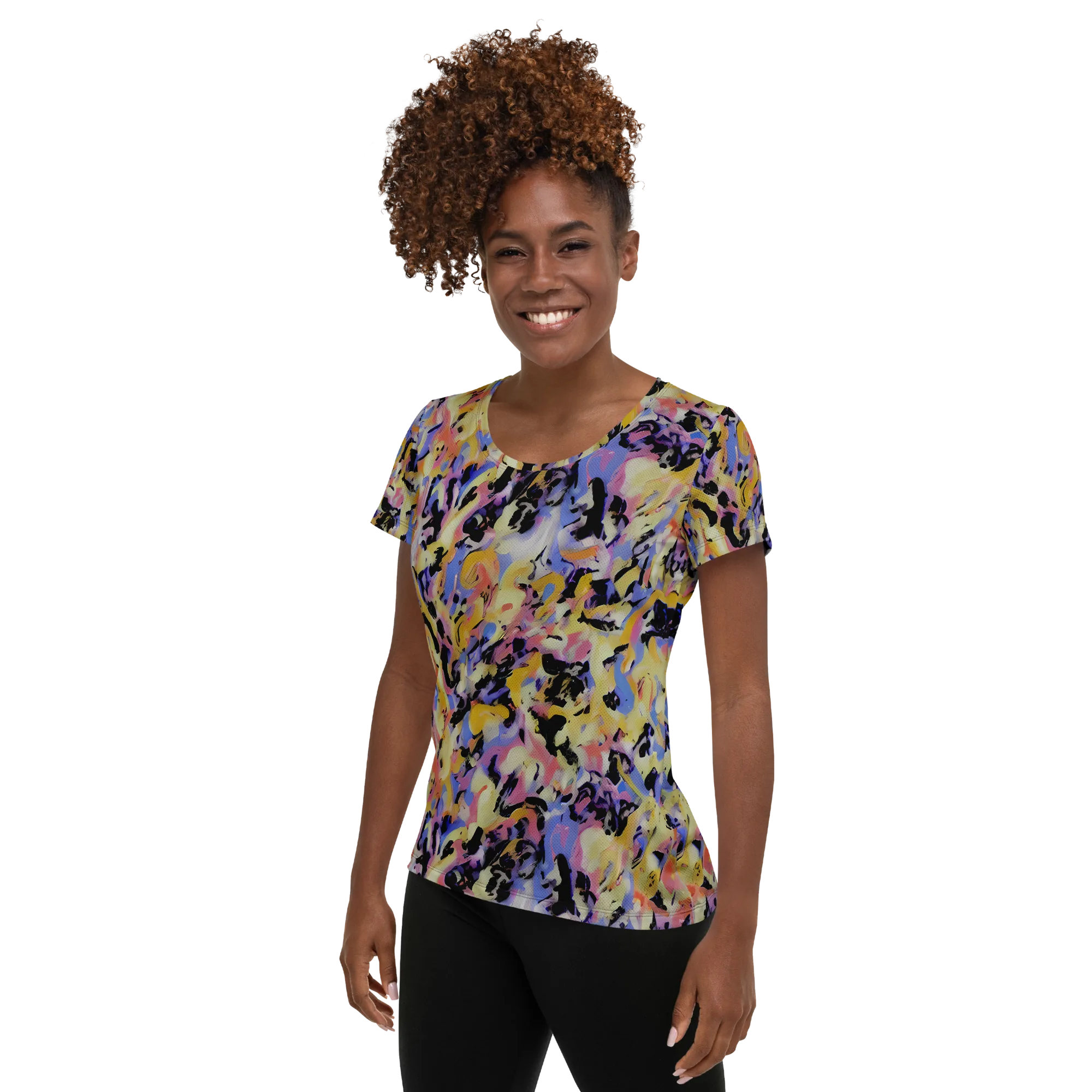 Electric Impression on Women's Athletic T-Shirt — Left