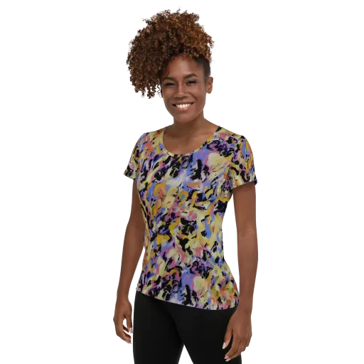 Electric Impression on a Women's Athletic T-Shirt
