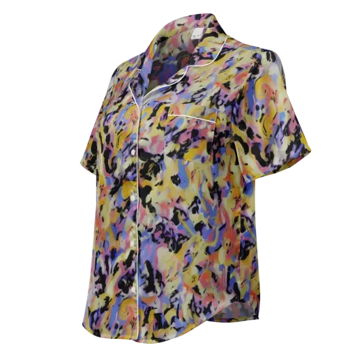 Electric Impression on a Women's Short Sleeve Pajama Top