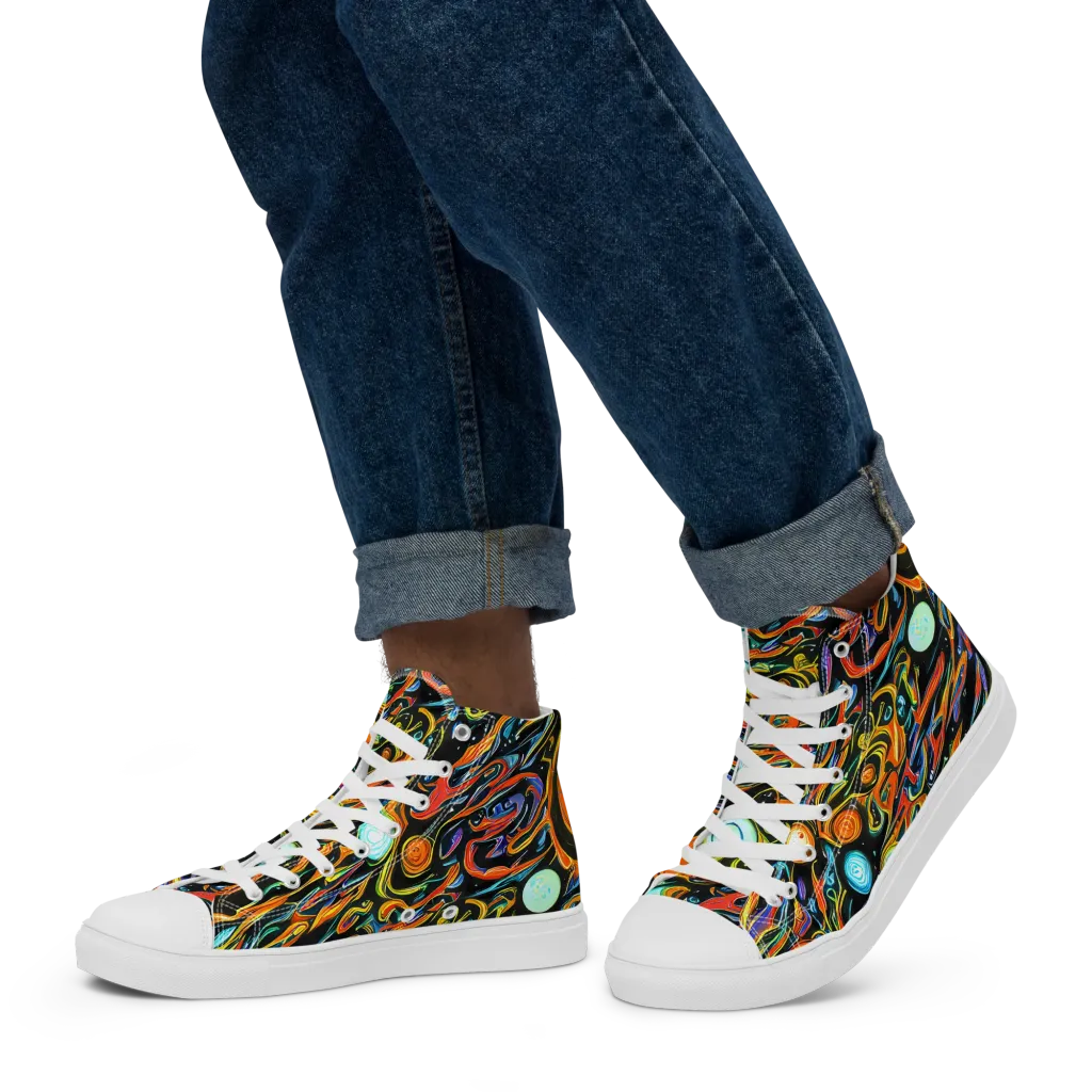 Solar Rush on Men's High Top Canvas Shoes — Left