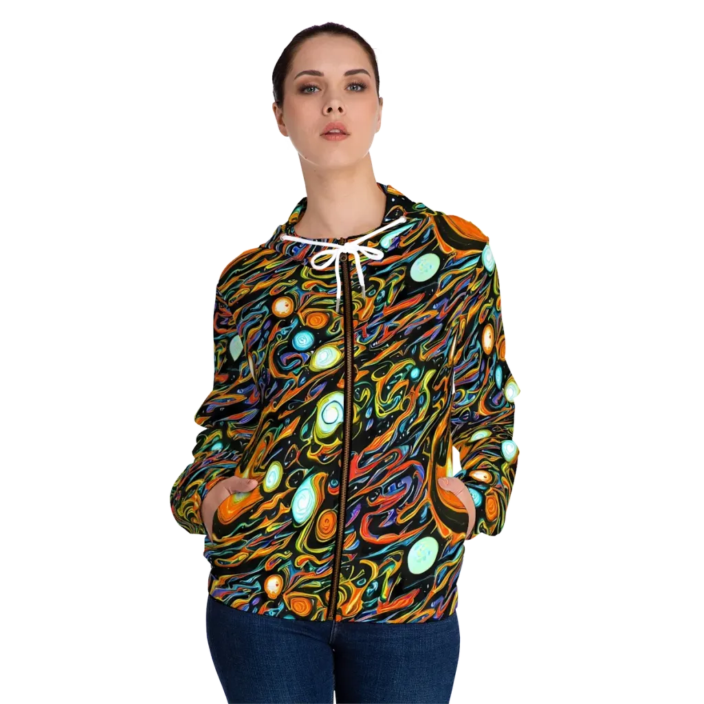 Solar Rush on Women's Full-Zip Hoodie — Front On Person