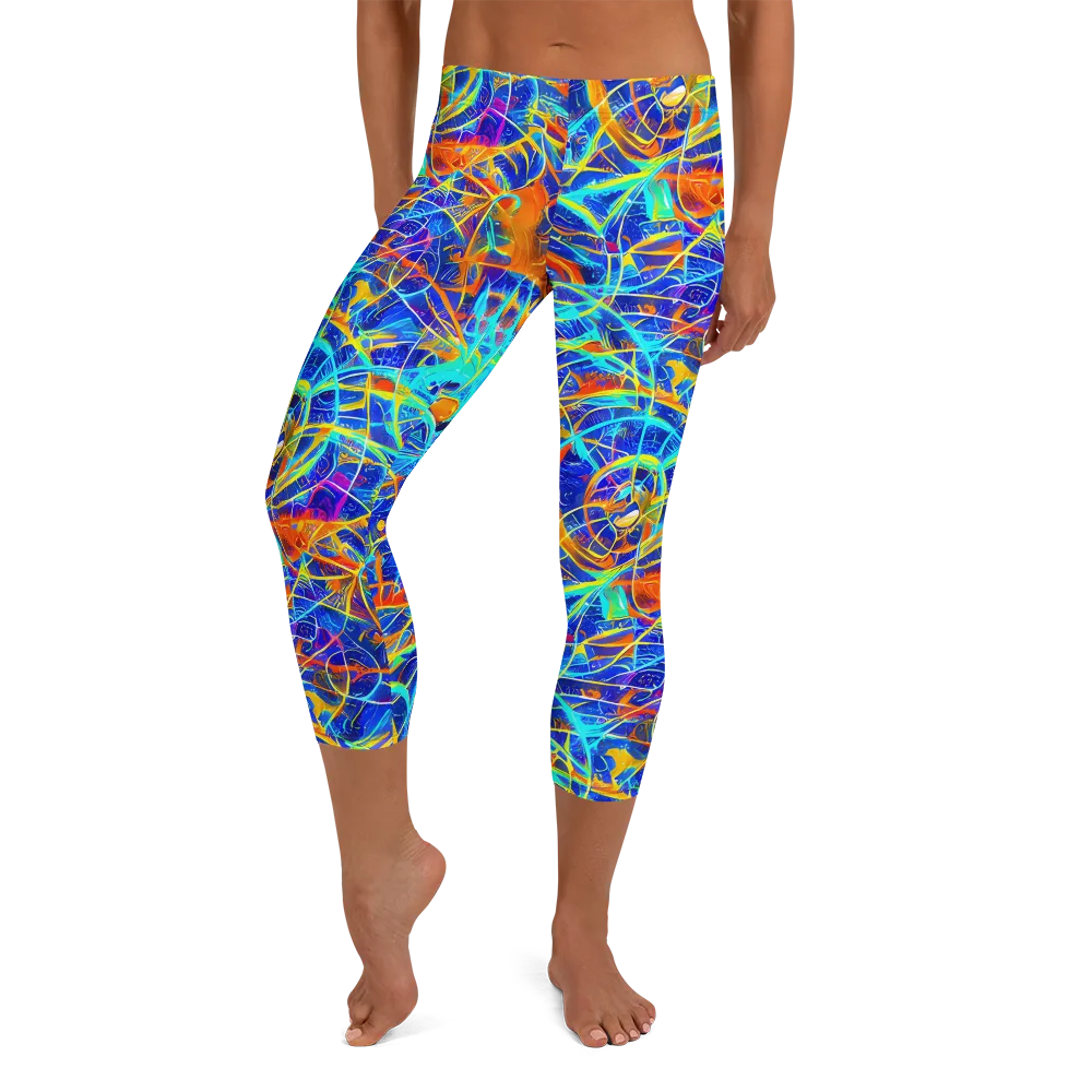 Neon Entanglement on Capri Leggings — Front