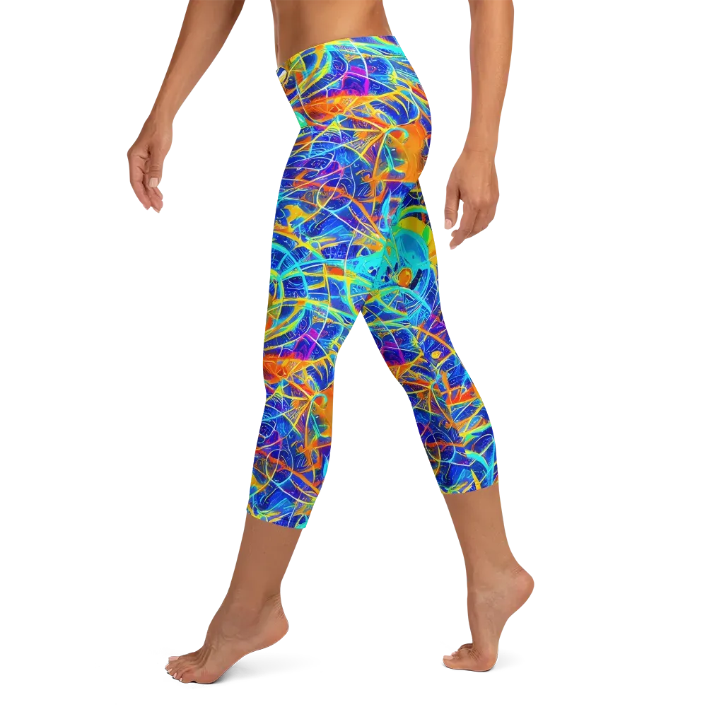 Neon Entanglement on Capri Leggings — Left