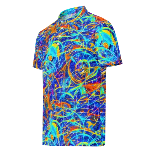 Neon Entanglement on a Men's Slim Fit Polo Shirt