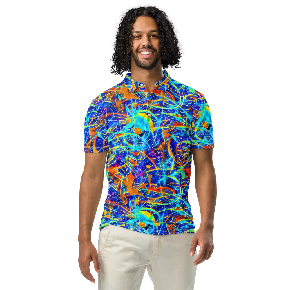 Neon Entanglement on Men's Slim Fit Polo Shirt — Front