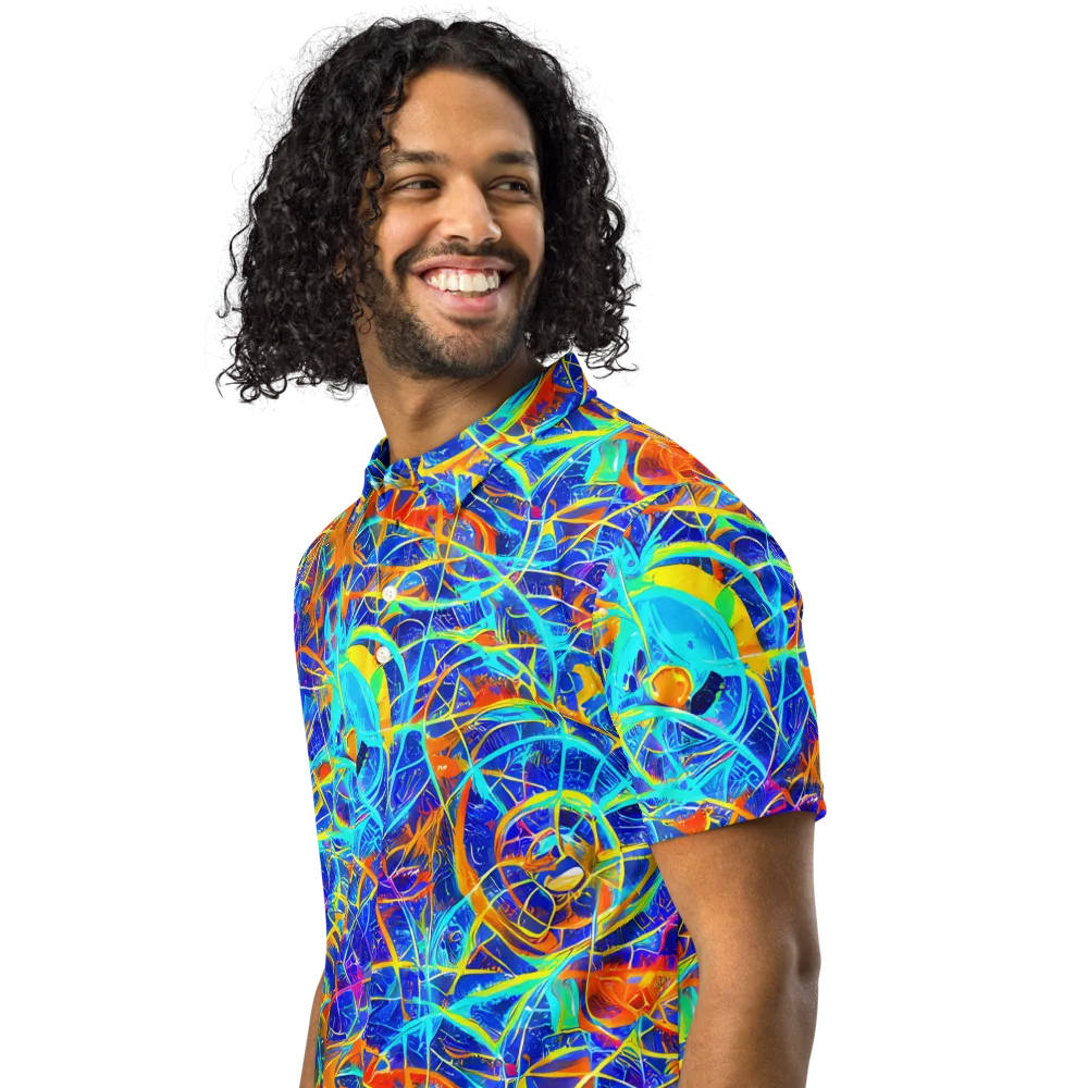 Neon Entanglement on Men's Slim Fit Polo Shirt — Left Front