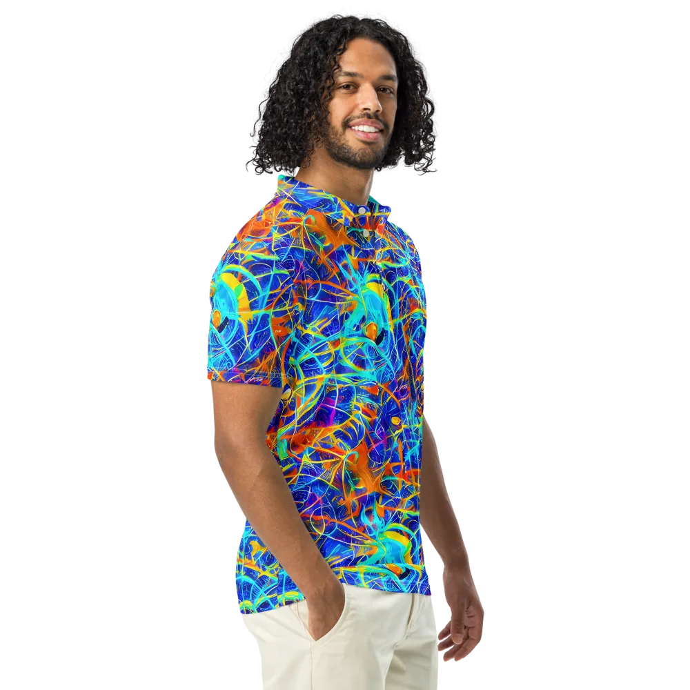 Neon Entanglement on Men's Slim Fit Polo Shirt — Right Front