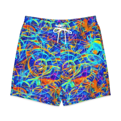 Neon Entanglement on a Men's Board Shorts